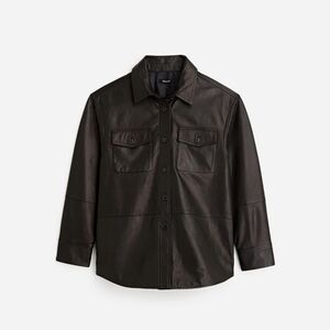 Washed Leather Shirt Jacket